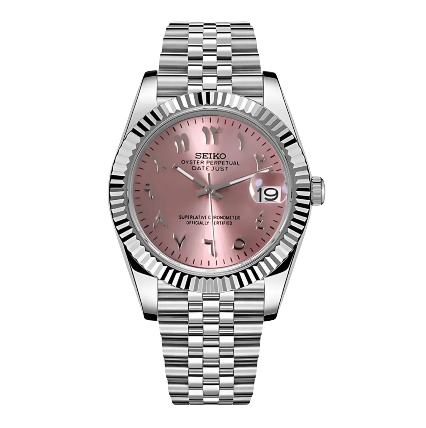 PINK ARABIC DIAL STEEL SEIKO MOD SEIKJUST