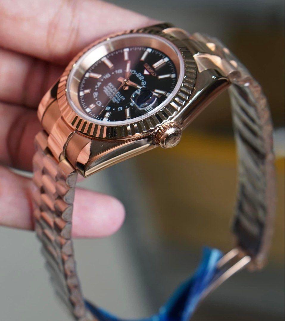 Black Skydweller Rose Gold SEIKO MOD SEIKJUST
