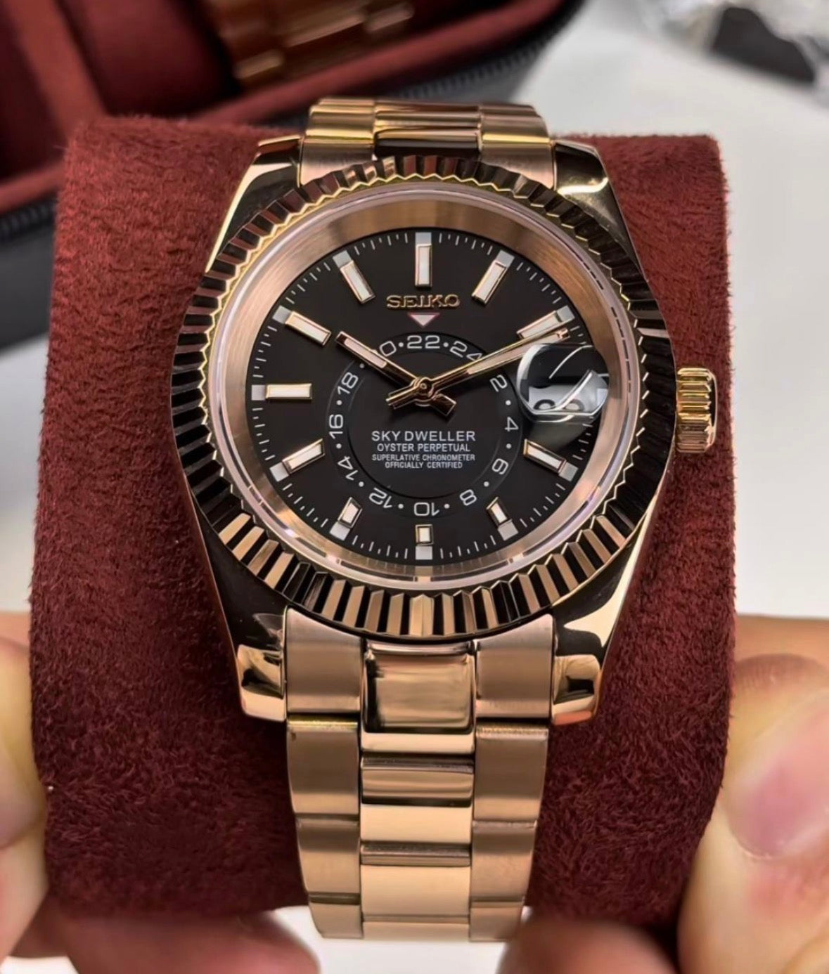 SEIKJUST | Black Dweller oro rosa - Automático