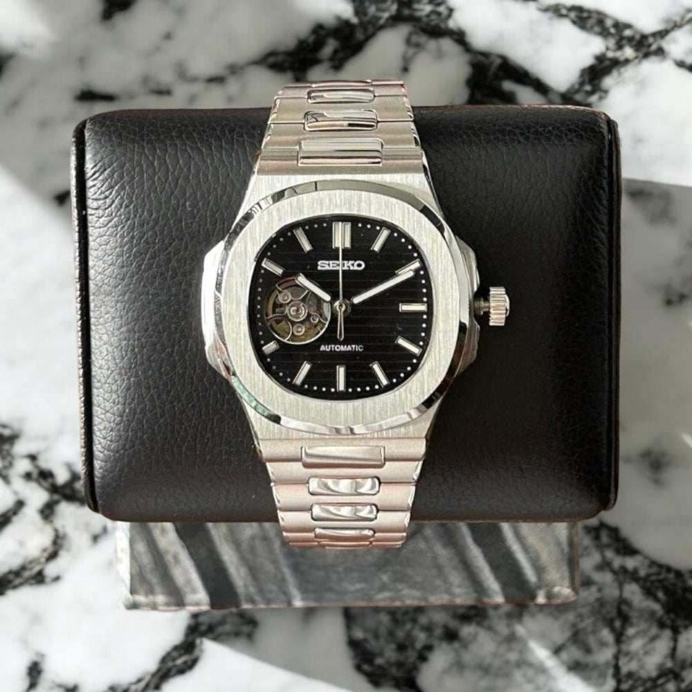 ساعة سيكمود لوكس إيديشن، مينا عربية رمادية، أوتوماتيكية من الفولاذ | كريستال ياقوتي | فولاذ 316L