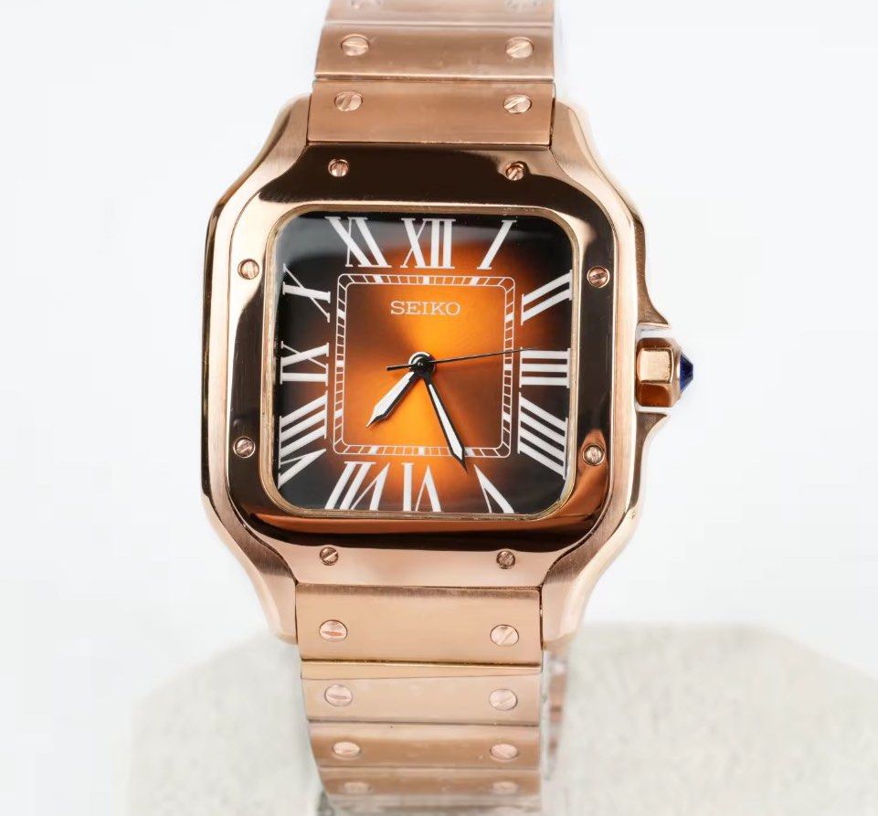 ROSE GOLD BROWN Seiko Mod SANTOS