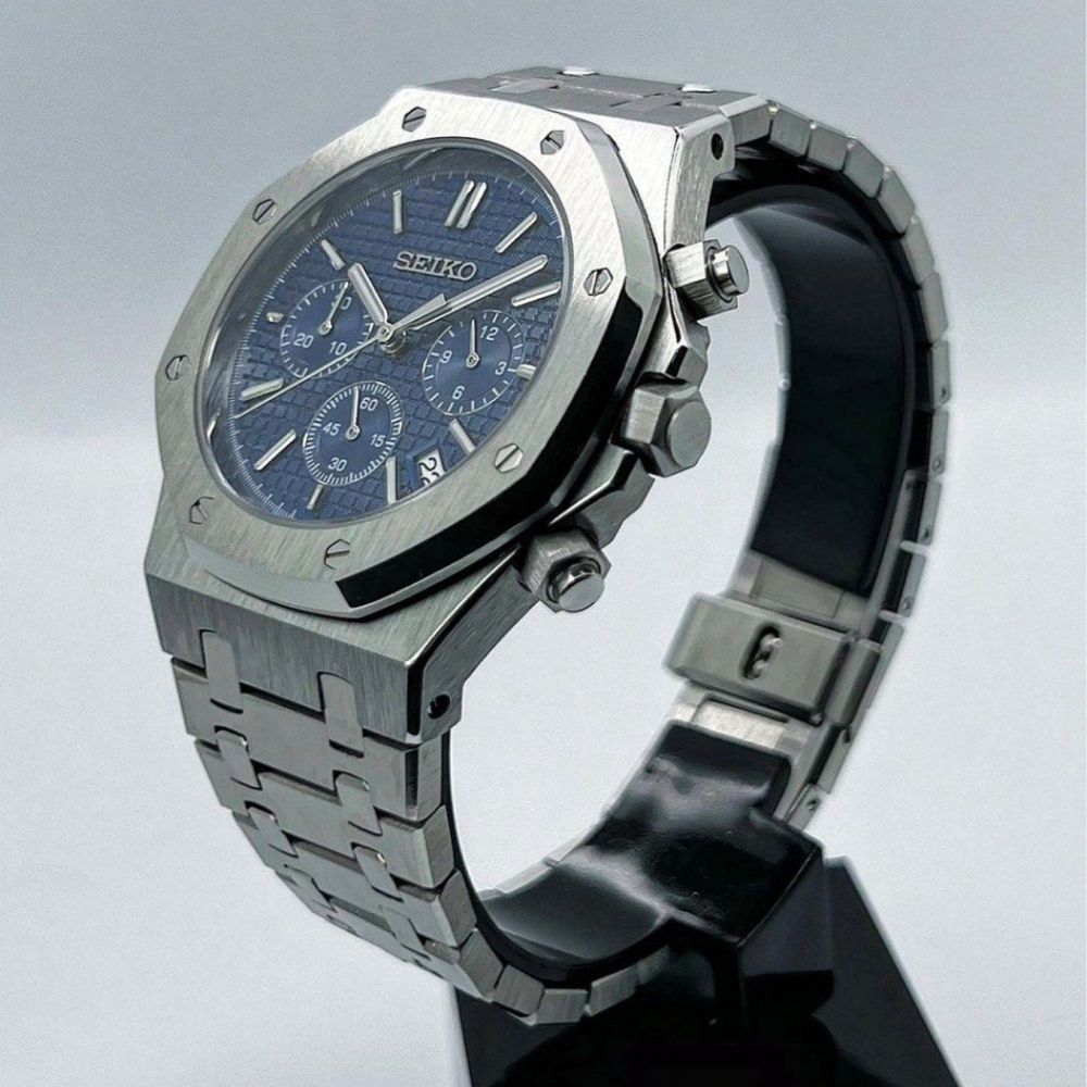 STEEL NAVY CHRONOGRAPH SEIKO MOD ROYAL SEIKOAK