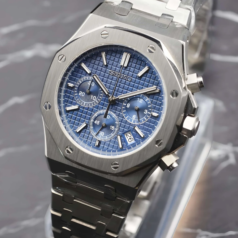 STEEL NAVY CHRONOGRAPH SEIKO MOD ROYAL SEIKOAK