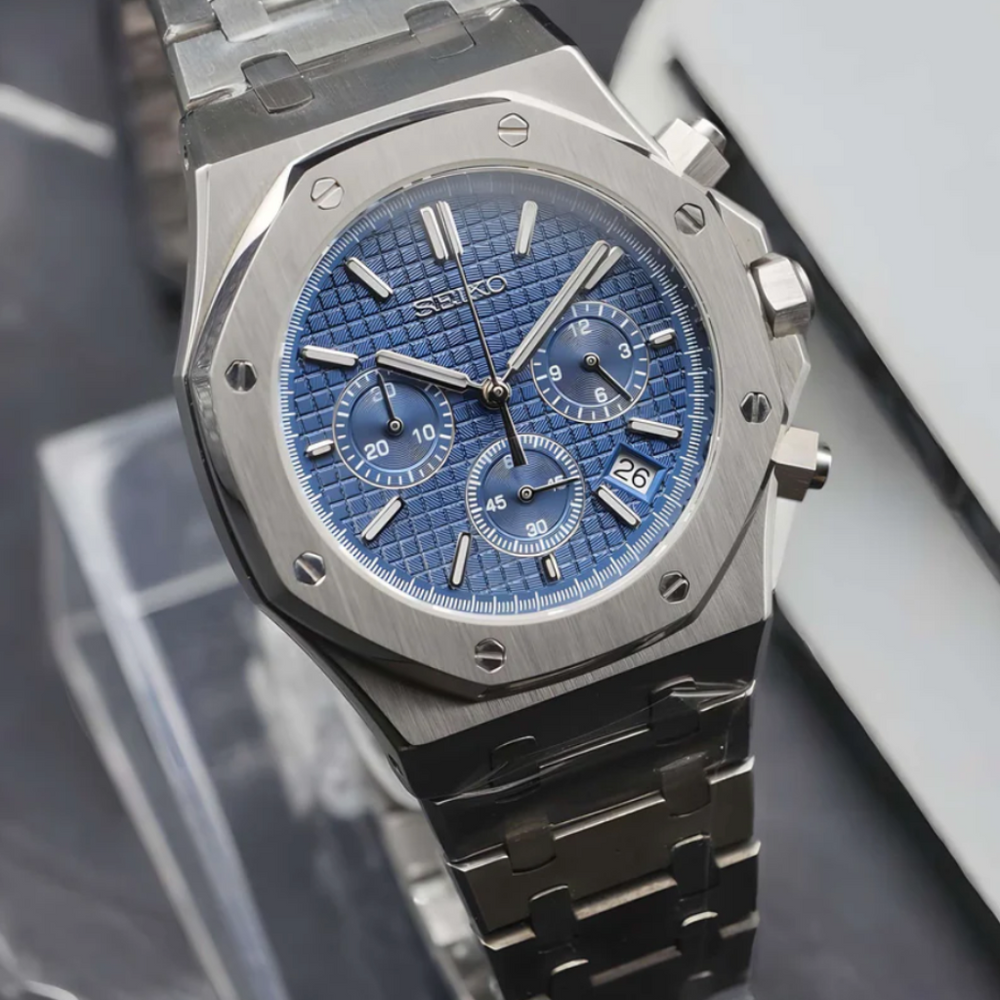 STEEL NAVY CHRONOGRAPH SEIKO MOD ROYAL SEIKOAK