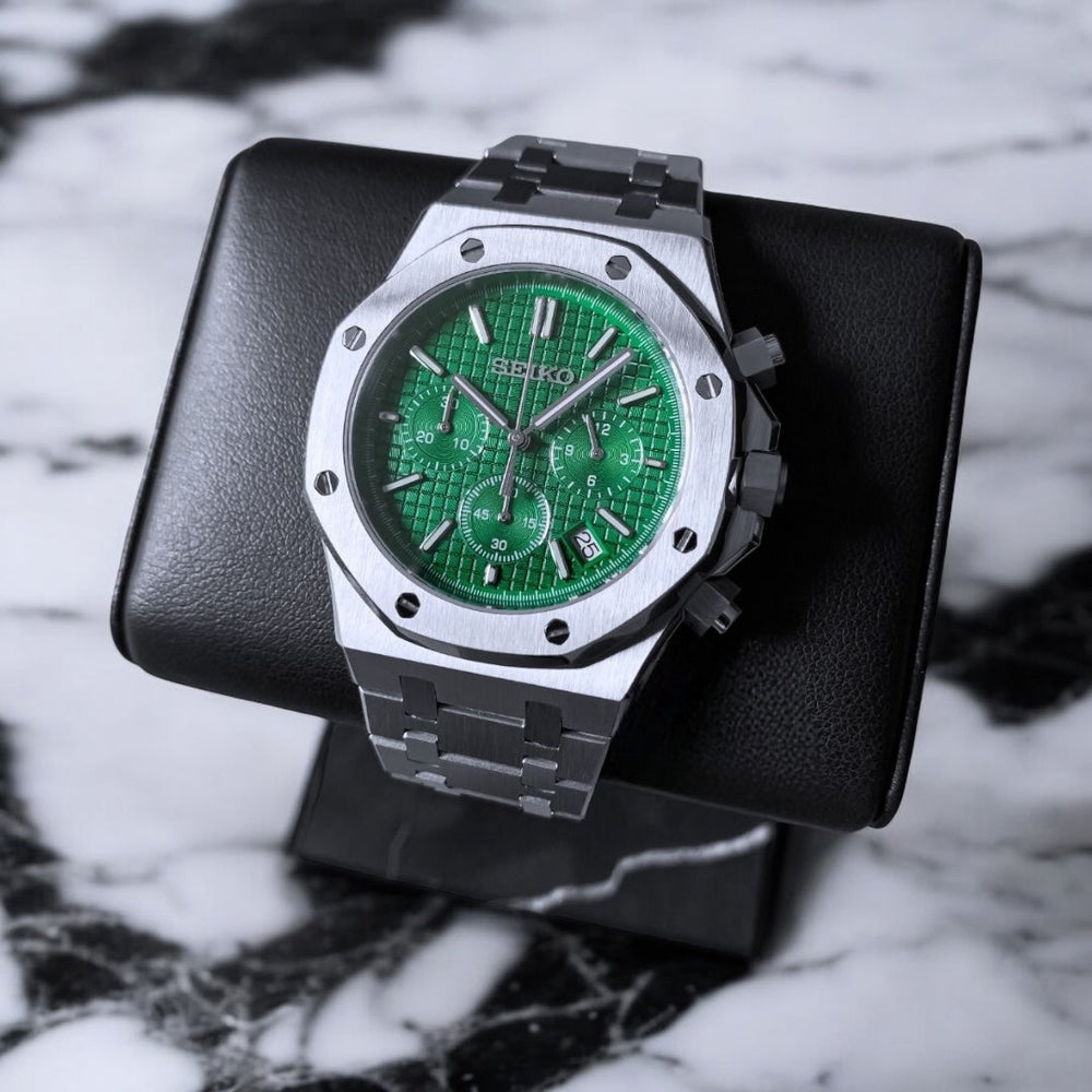 STEEL GREEN CHRONOGRAPH SEIKO MOD ROYAL SEIKOAK