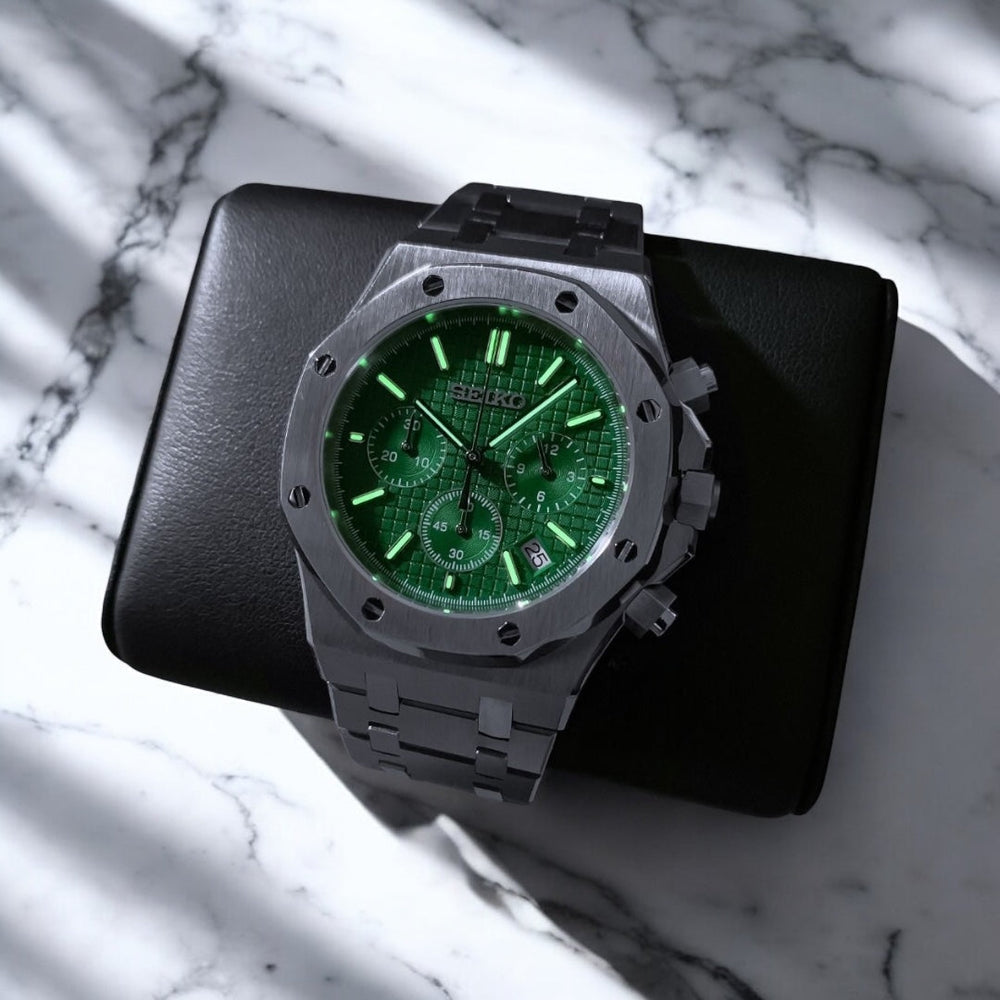 STEEL GREEN CHRONOGRAPH SEIKO MOD ROYAL SEIKOAK