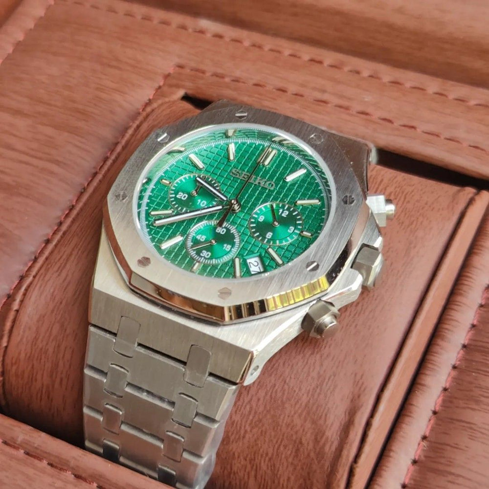 STEEL GREEN CHRONOGRAPH SEIKO MOD ROYAL SEIKOAK