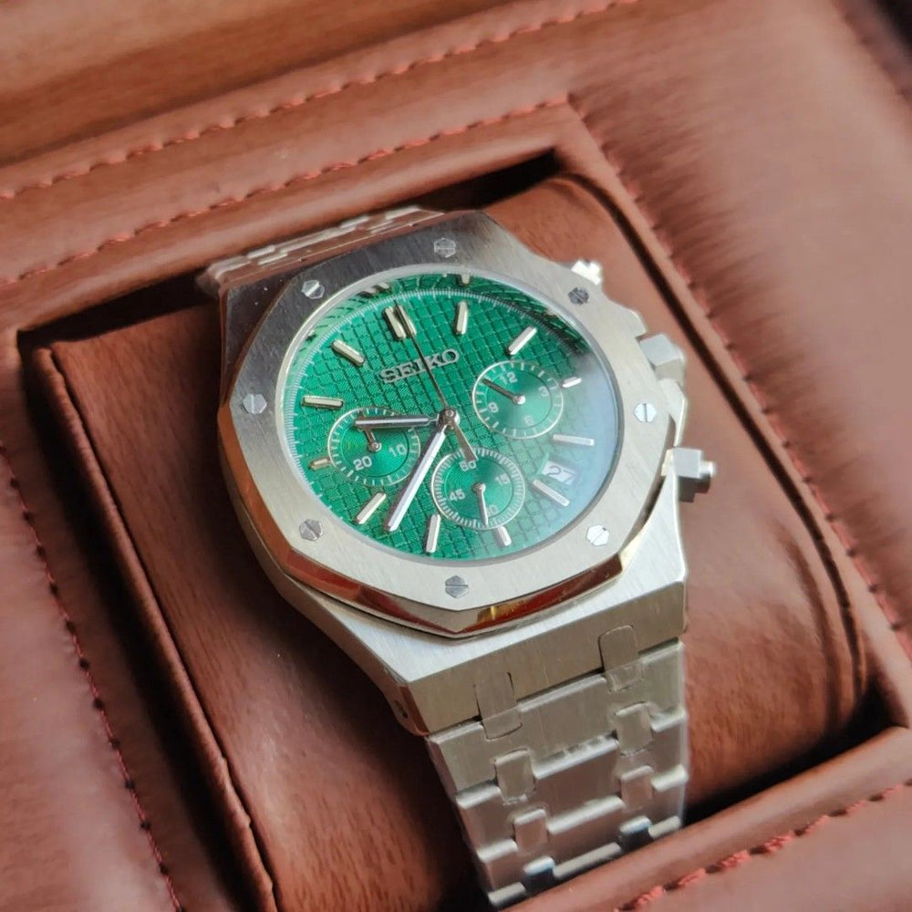 STEEL GREEN CHRONOGRAPH SEIKO MOD ROYAL SEIKOAK