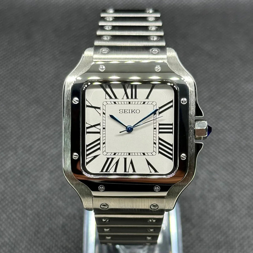 Cadran arabe gris, acier, automatique – Édition Seikmod Lux | Verre saphir | Acier 316L