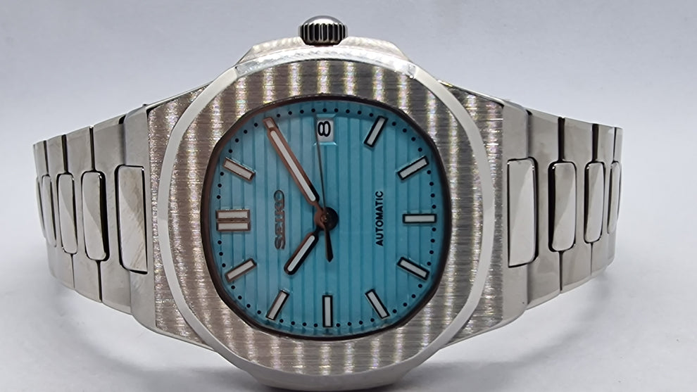 STEEL ICE BLUE TIFFANY CLASSIC DIAL Seiko Mod NAUTIKO