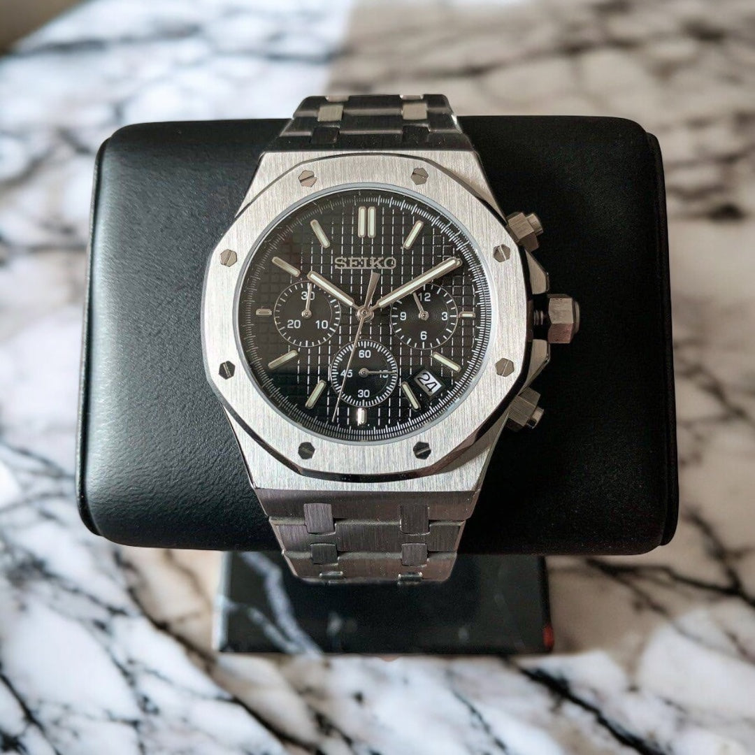 كرونوغراف فولاذي أسود من سيكو مود رويال سيكو أوك