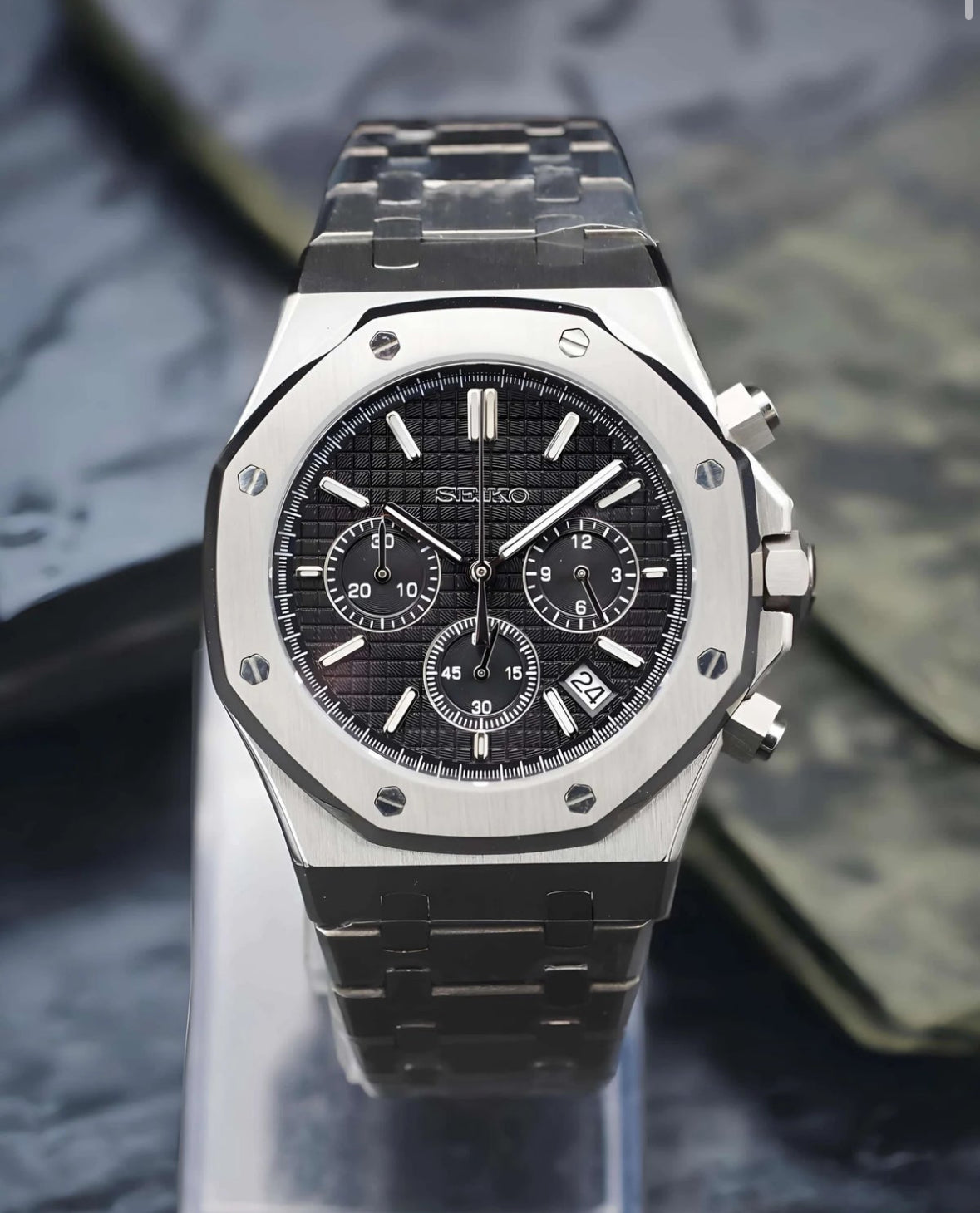 كرونوغراف فولاذي أسود من سيكو مود رويال سيكو أوك