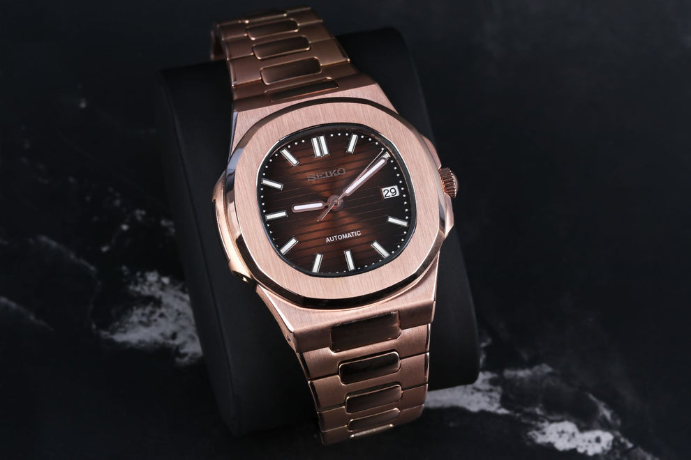 ROSE GOLD BROWN CLASSIC DIAL Seiko Mod NAUTIKO