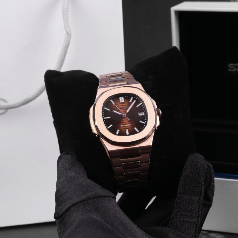 ROSE GOLD BROWN CLASSIC DIAL Seiko Mod NAUTIKO