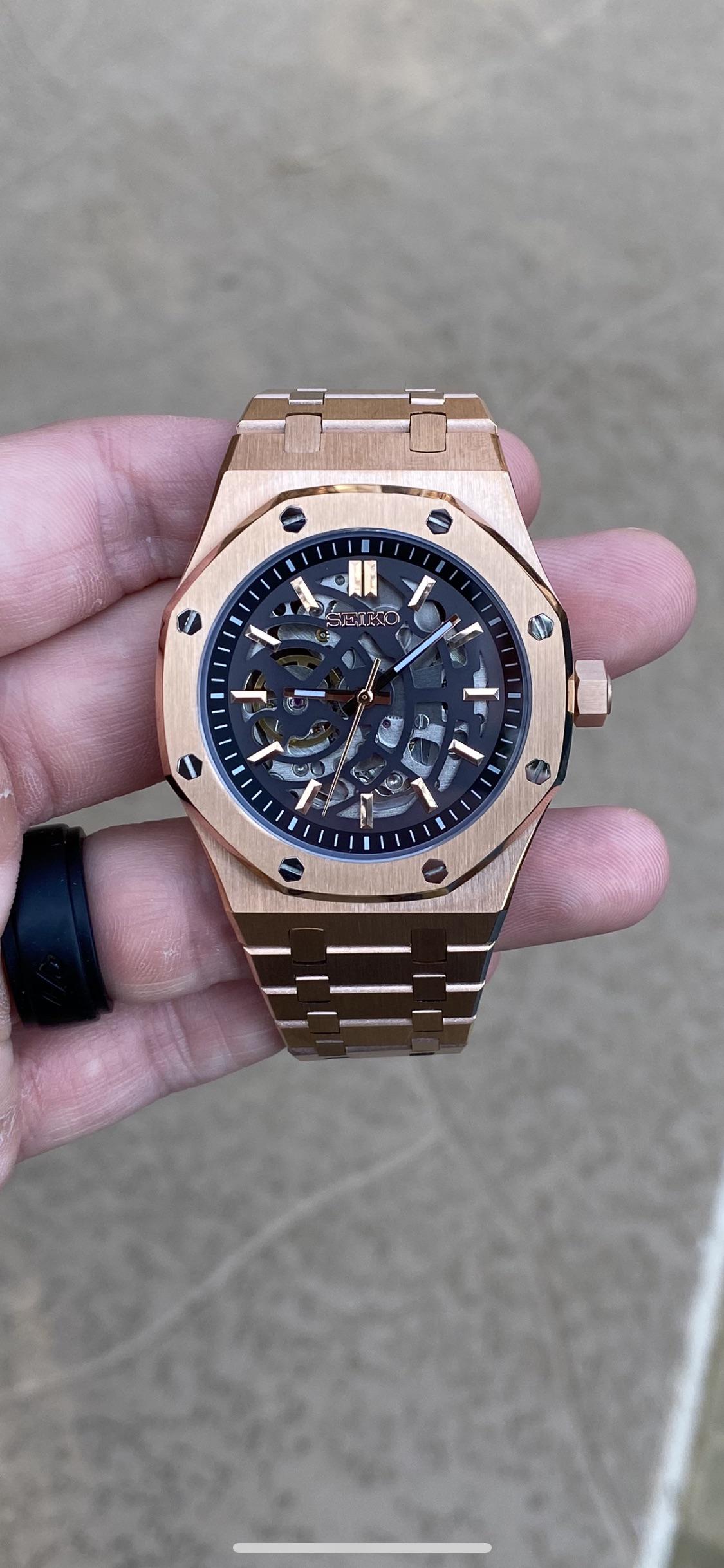 ROSE GOLD SKELETON SEIKO MOD ROYAL SEIKOAK