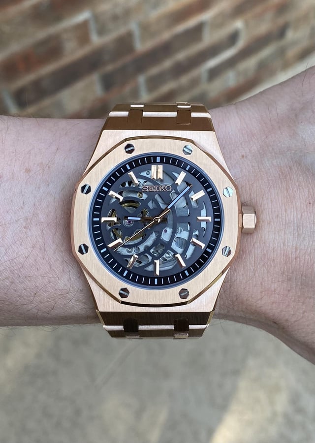 ROSE GOLD SKELETON SEIKO MOD ROYAL SEIKOAK
