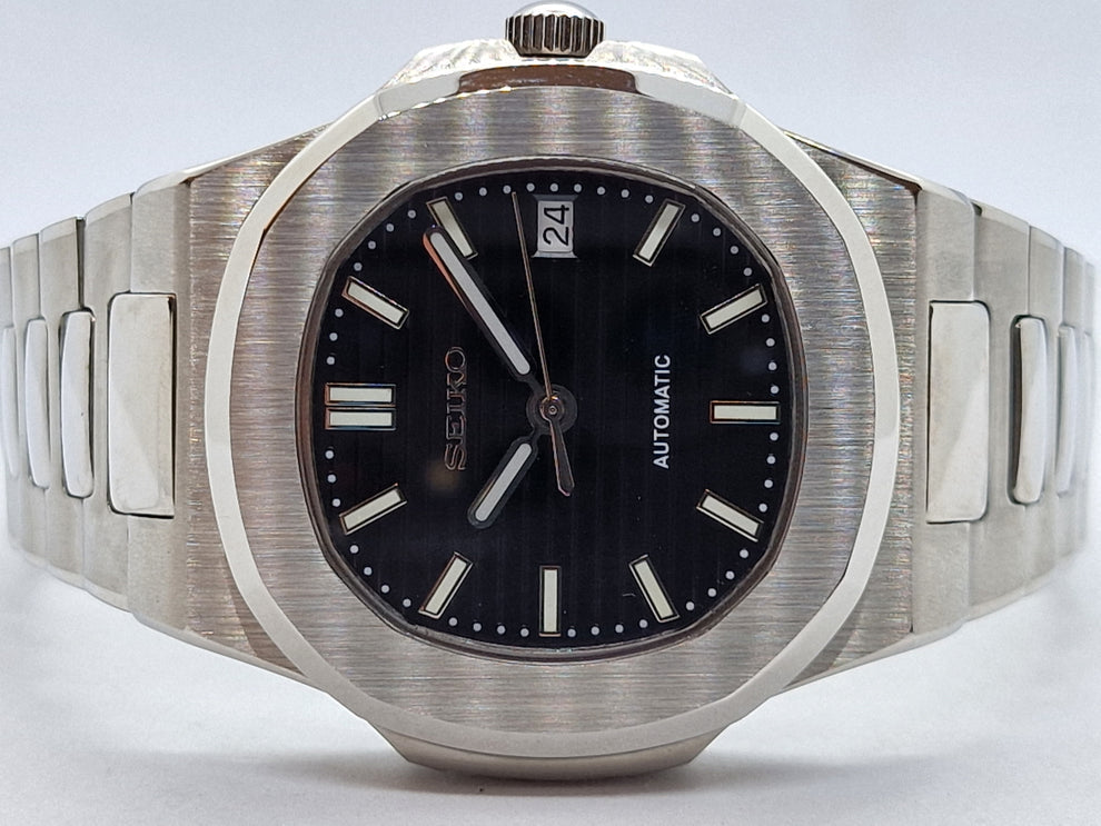 STEEL BLACK CLASSIC DIAL Seiko Mod NAUTIKO