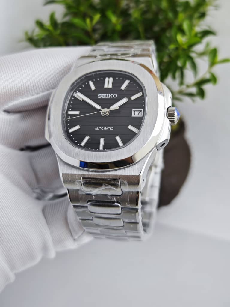 STEEL BLACK CLASSIC DIAL Seiko Mod NAUTIKO