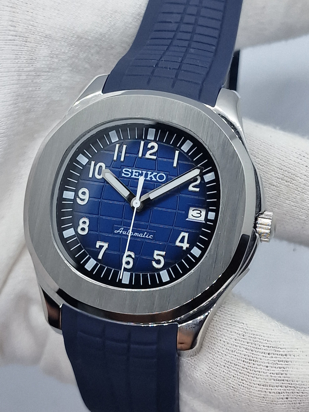 Cadran arabe gris, acier, automatique – Édition Seikmod Lux | Verre saphir | Acier 316L