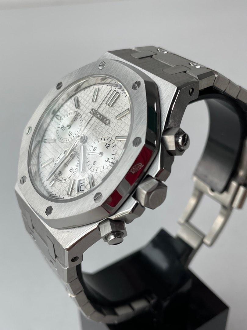 STEEL WHITE CHRONOGRAPH SEIKO MOD ROYAL SEIKOAK