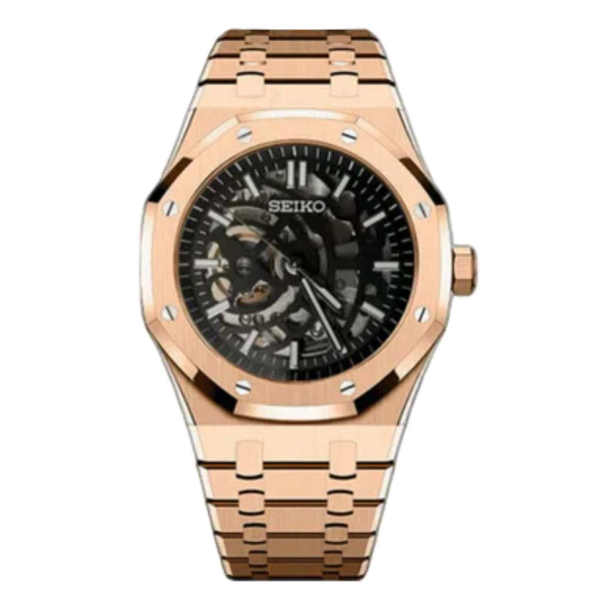 ROSE GOLD SKELETON SEIKO MOD ROYAL SEIKOAK