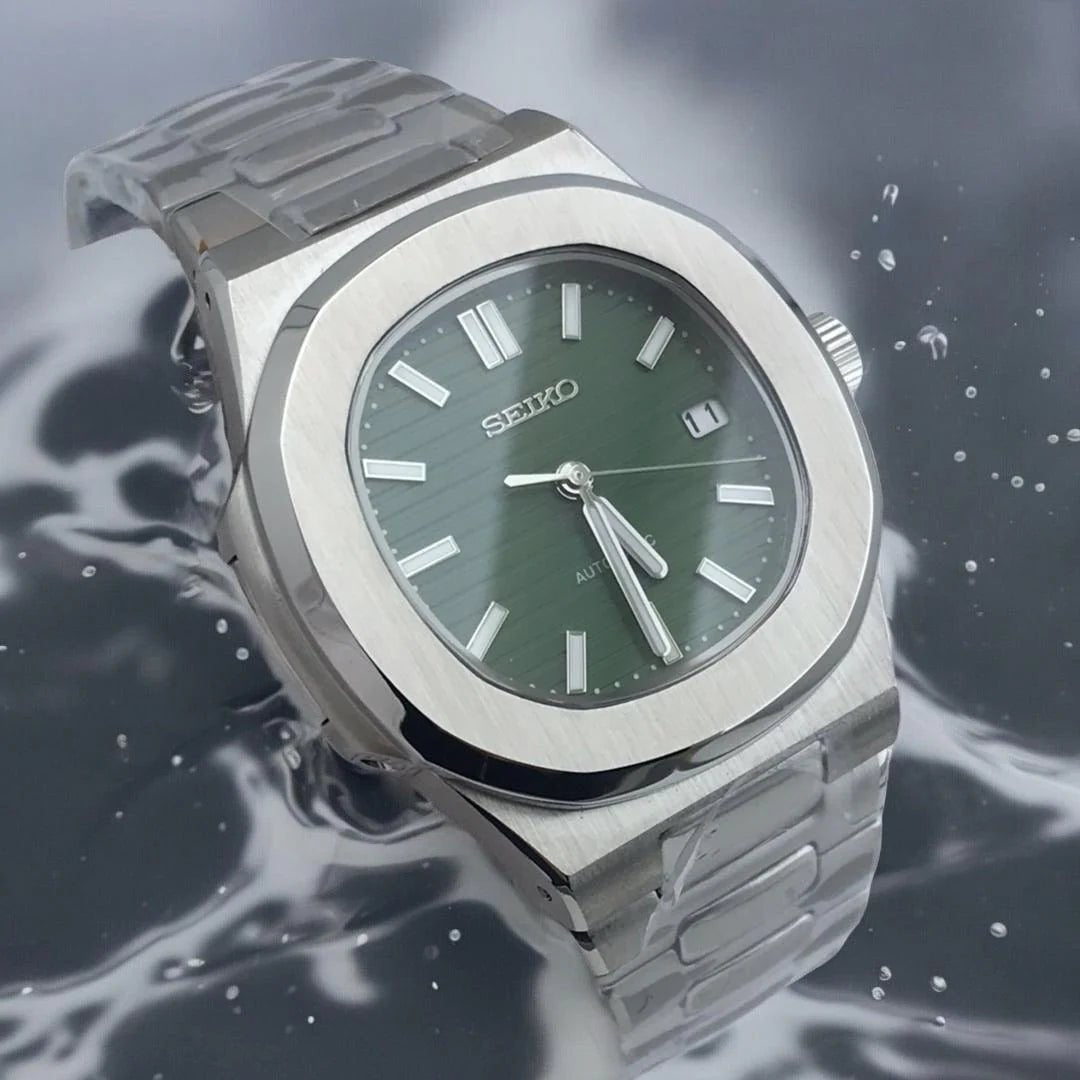 Seiko mod nautiko green dial NH35 automatic integrated bracelet stainless steel watch