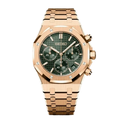 ROSE GOLD OLIVE CHRONOGRAPH SEIKO MOD ROYAL SEIKOAK