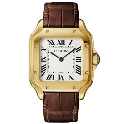 BROWN LEATHER GOLD Seiko Mod SANTOS