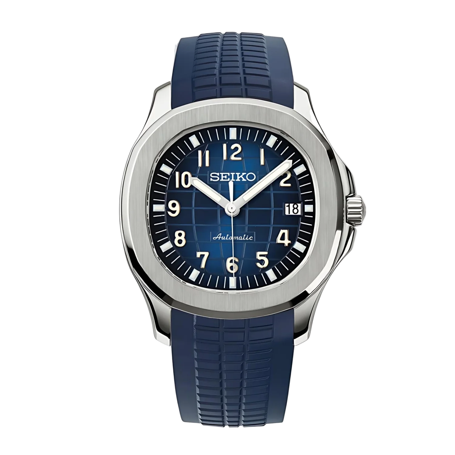 BLUE STEEL RUBBER STRAP Seiko Mod NAUTIKO