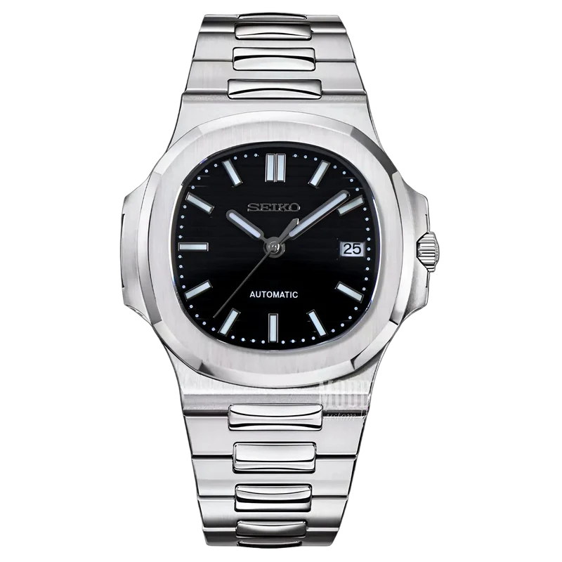 STEEL BLACK CLASSIC DIAL Seiko Mod NAUTIKO