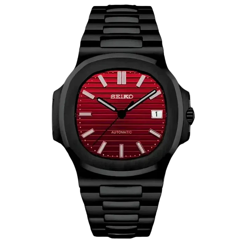 RED ON BLACK CLASSIC DIAL Seiko Mod NAUTIKO