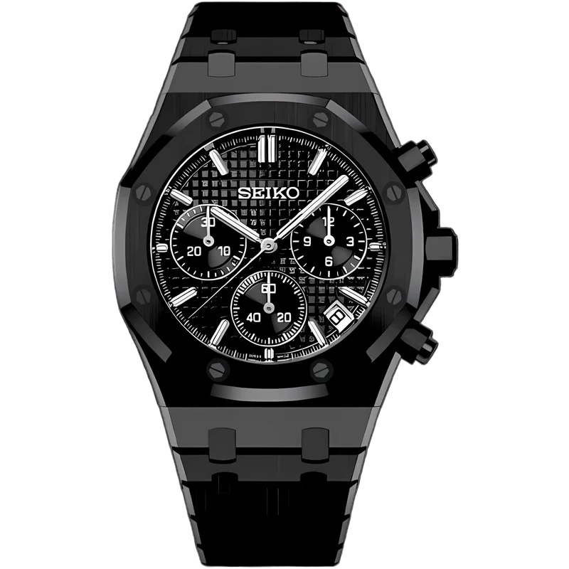 BLACK ON BLACK CHRONOGRAPH SEIKO MOD ROYAL SEIKOAK