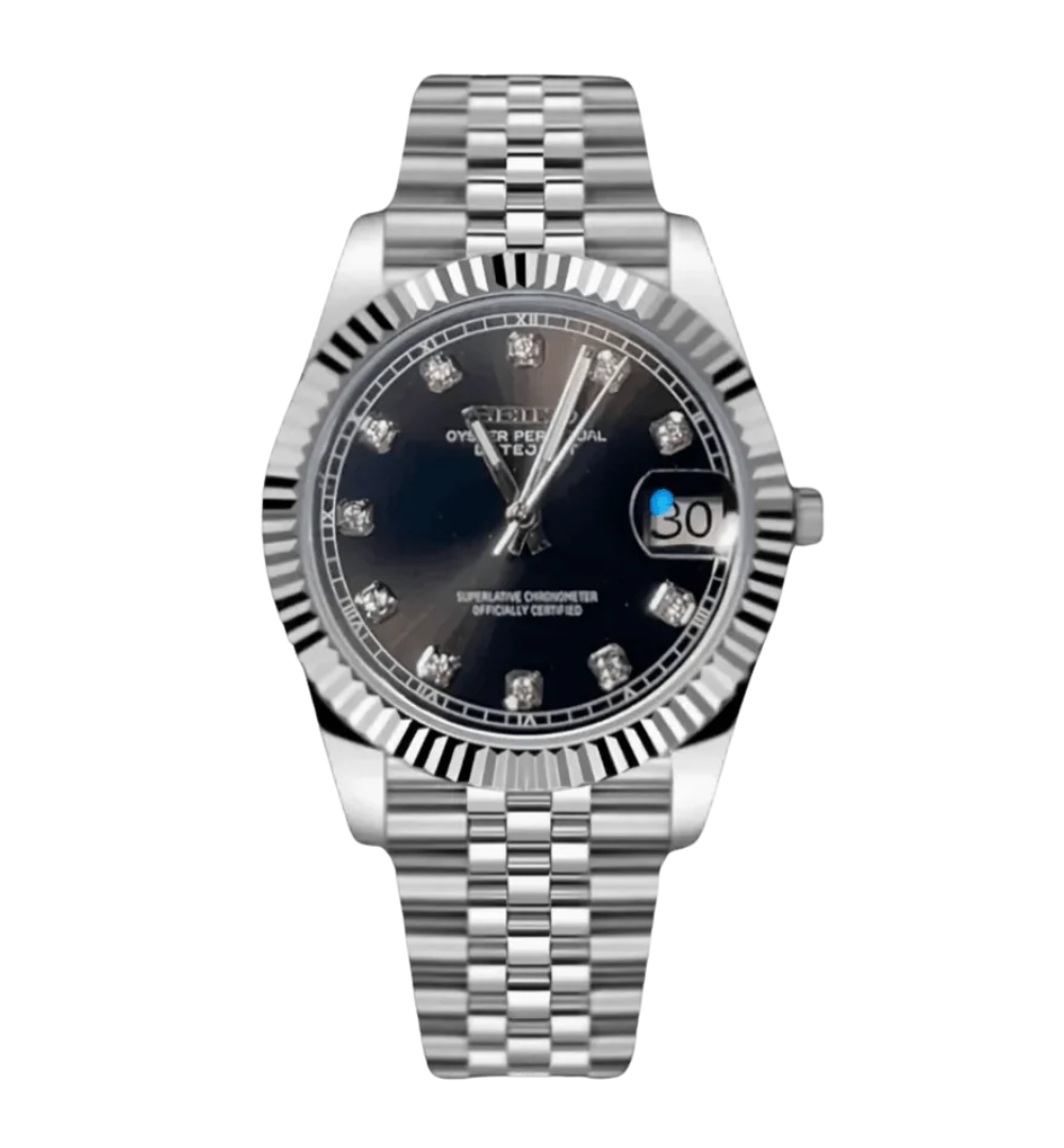 BLACK DIAMOND DIAL STEEL SEIKO MOD SEIKJUST