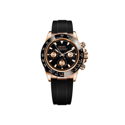 BLACK CLASSIC DIAL ROSEGOLD RUBBER BAND SEIKTONA