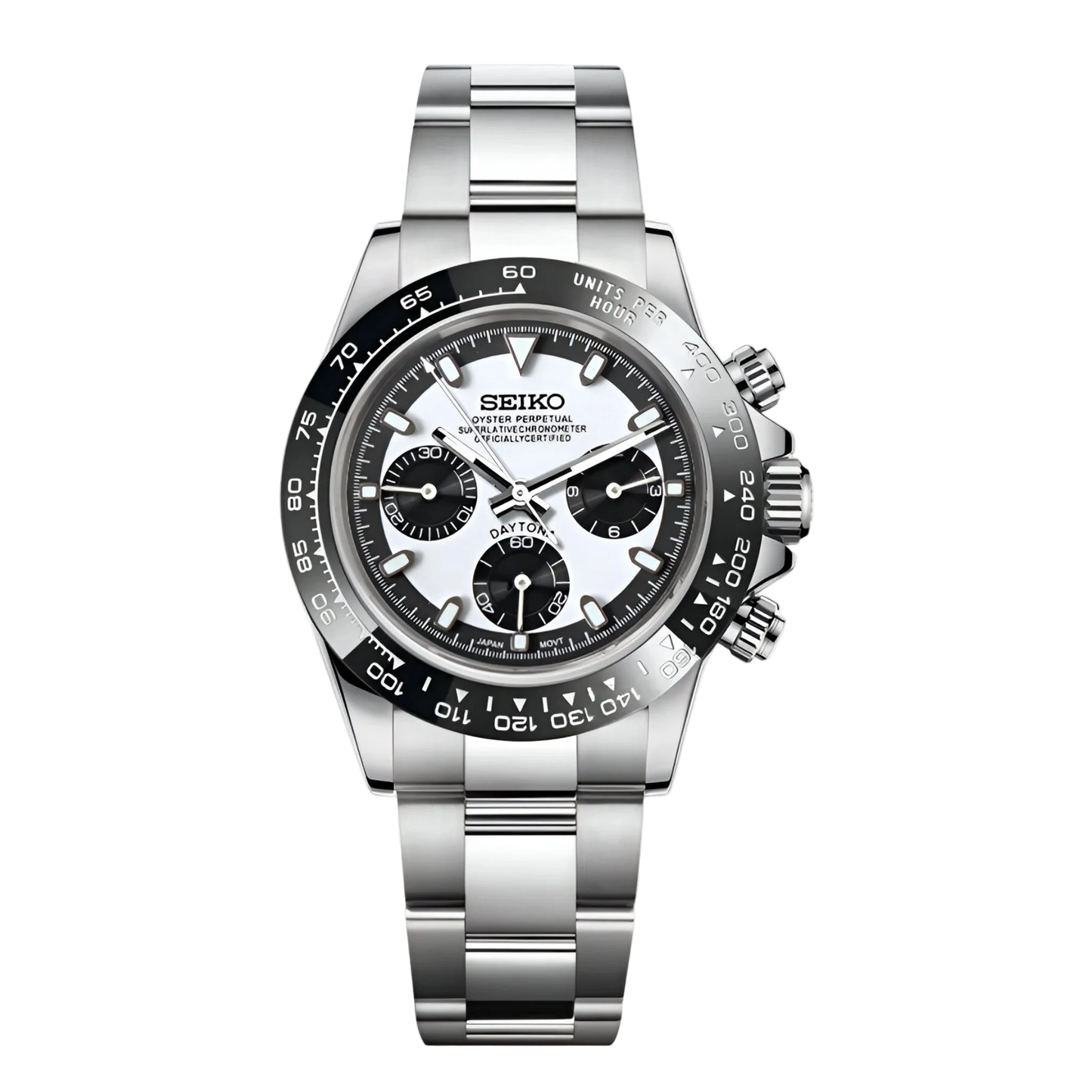 WHITE BLACKOUT BEZEL CLASSIC DIAL STEEL OYSTER SEIKTONA