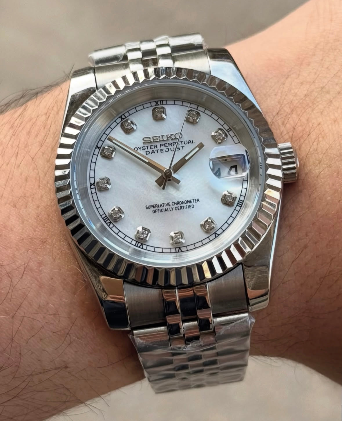 WHITE DIAMOND DIAL STEEL SEIKJUST