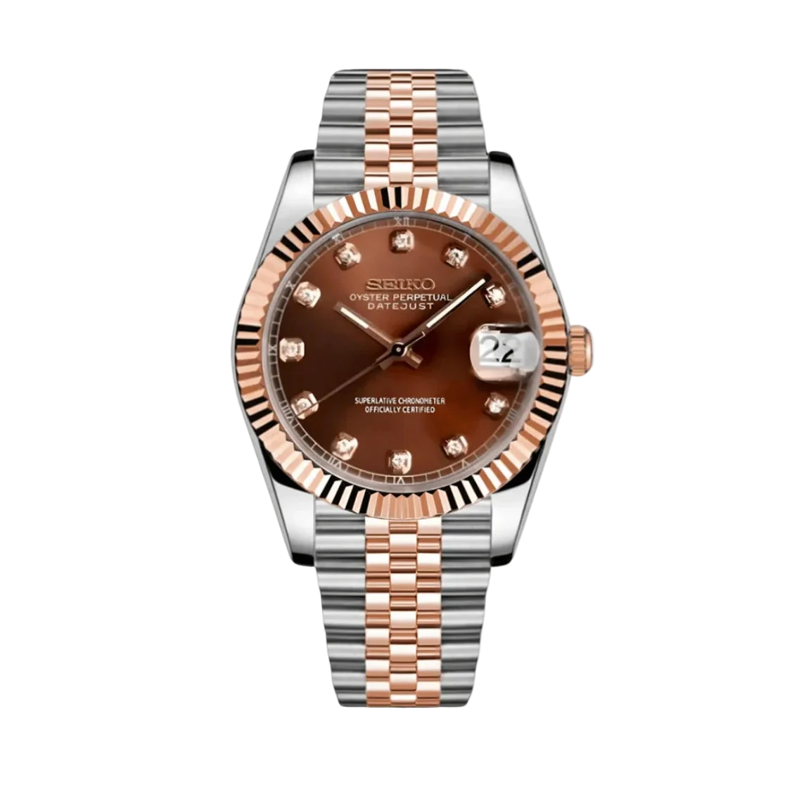 BROWN DIAMOND DIAL ROSEGOLD / STEEL SEIKJUST