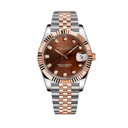 BROWN DIAMOND DIAL ROSEGOLD / STEEL SEIKJUST