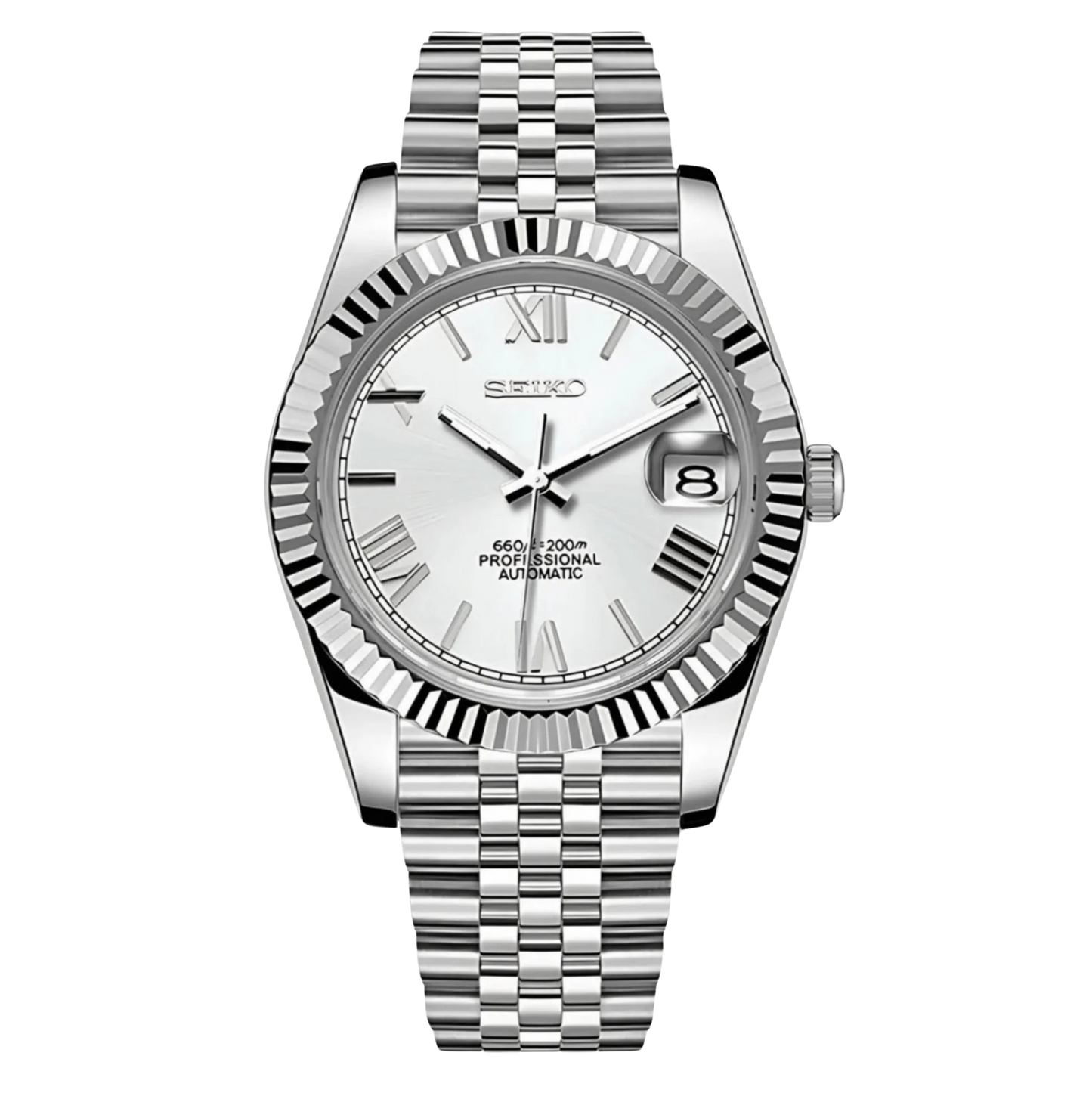 WHITE ROMAN DIAL STEEL SEIKJUST