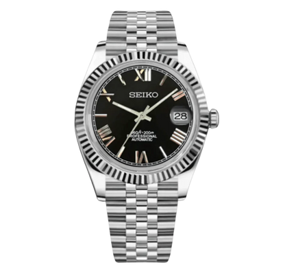 BLACK ROMAN DIAL STEEL SEIKJUST