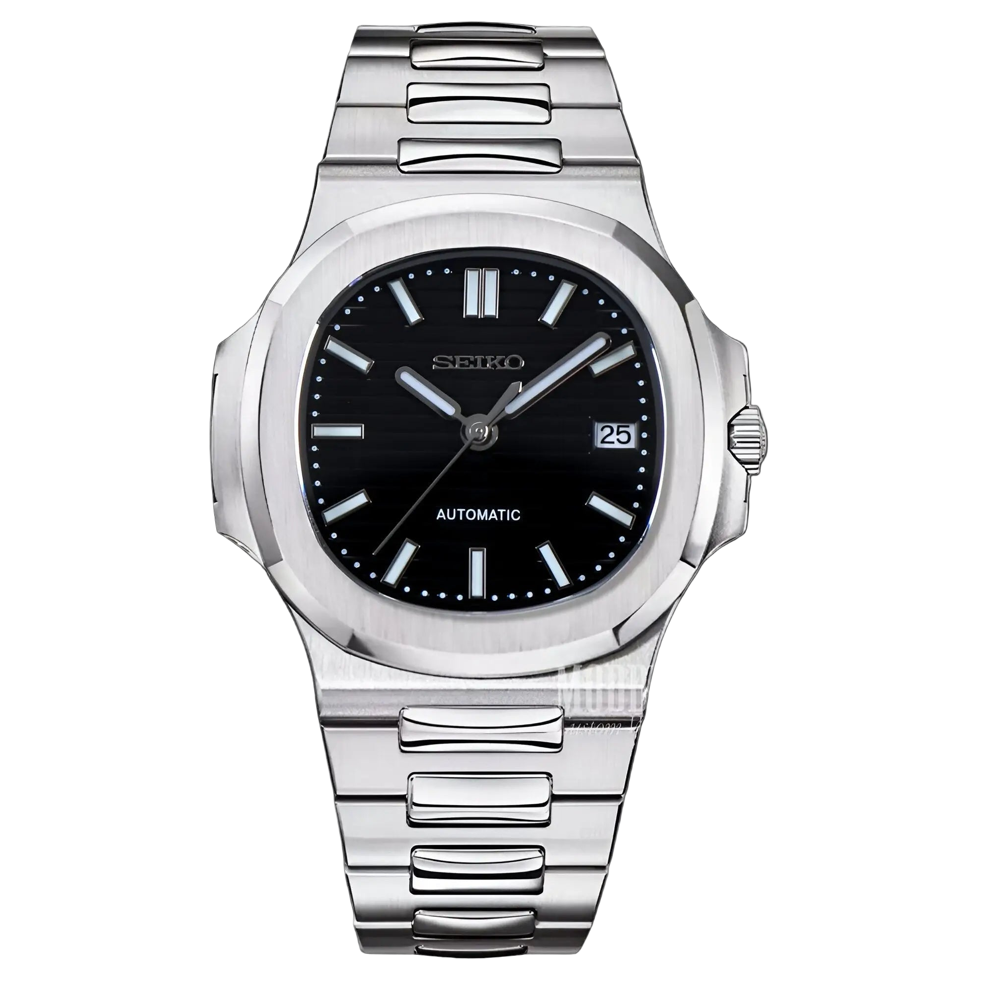 STEEL BLACK CLASSIC DIAL Seiko Mod NAUTIKO