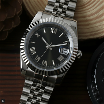 BLACK ROMAN DIAL STEEL SEIKJUST
