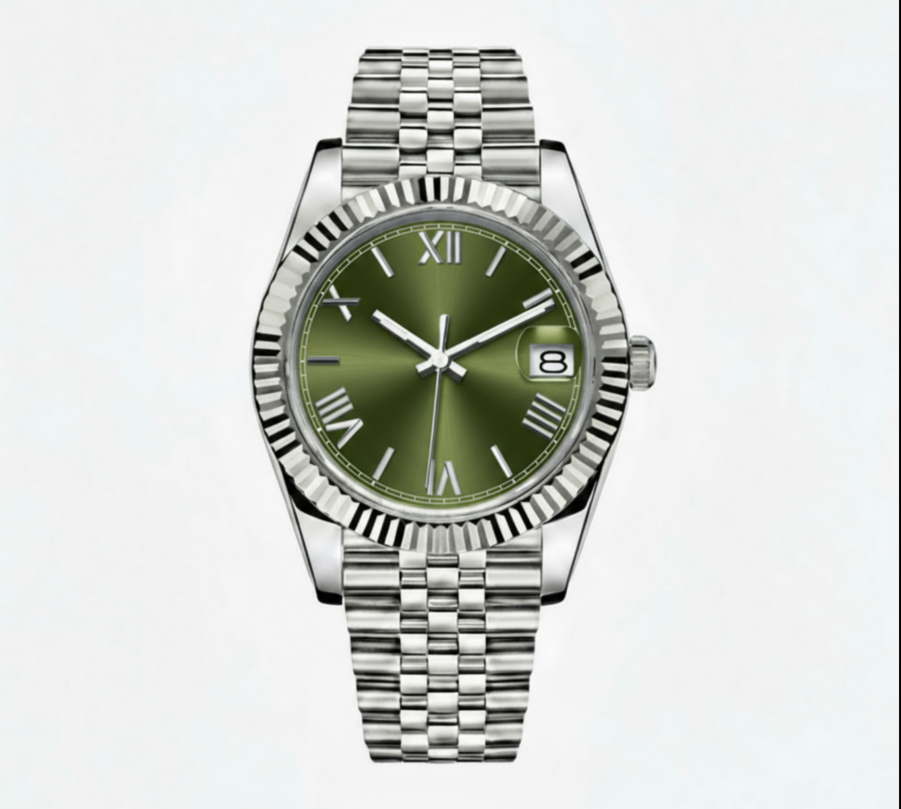 OLIVE ROMAN DIAL STEEL SEIKO MOD SEIKJUST