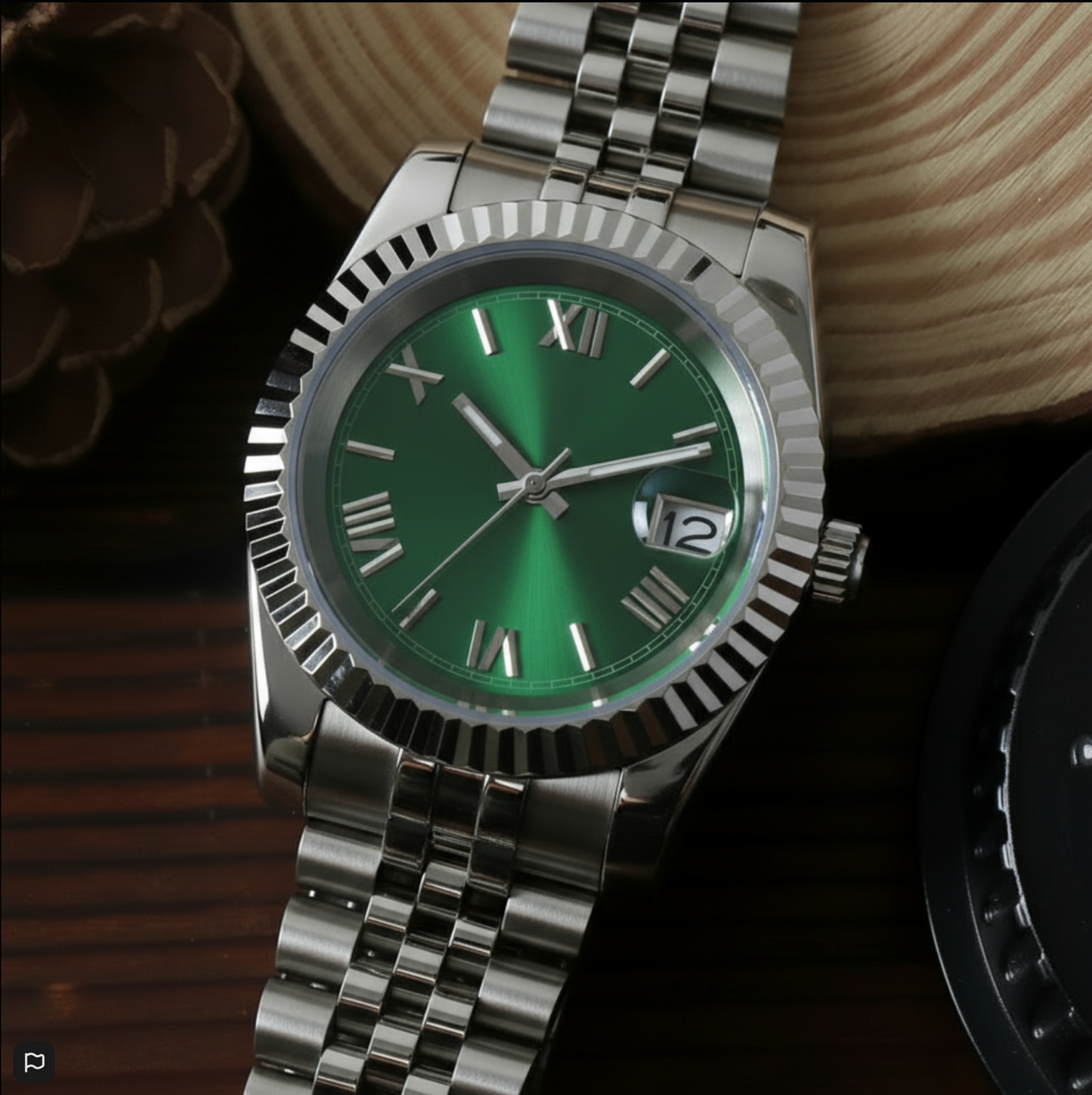 GREEN ROMAN DIAL STEEL SEIKJUST