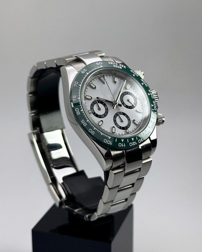 WHITE CLASSIC DIAL GREEN BEZEL STEEL OYSTER SEIKTONA