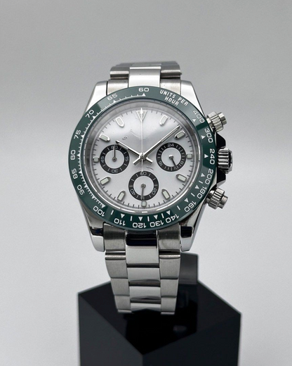 WHITE CLASSIC DIAL GREEN BEZEL STEEL OYSTER SEIKTONA