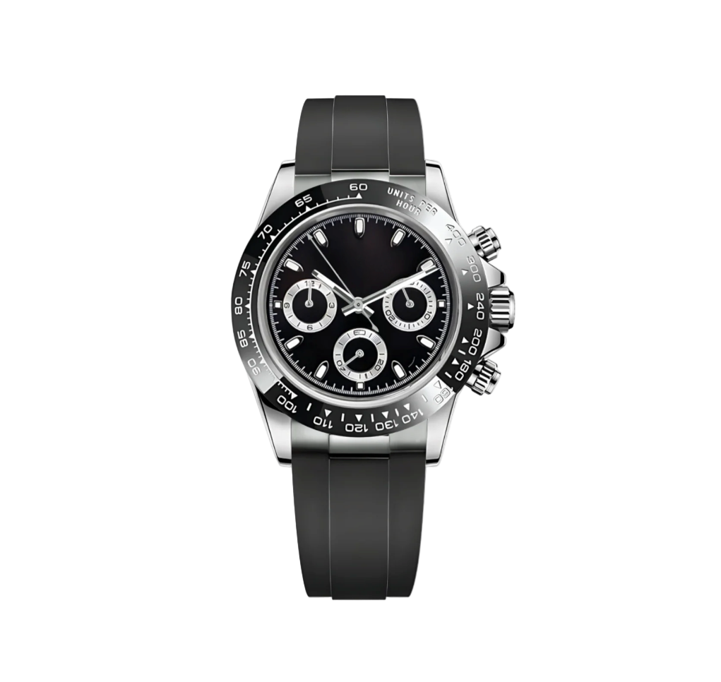 BLACK CLASSIC DIAL STEEL RUBBER BAND SEIKTONA