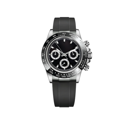 BLACK CLASSIC DIAL STEEL RUBBER BAND SEIKTONA
