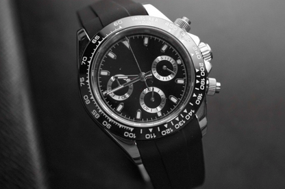BLACK CLASSIC DIAL STEEL RUBBER BAND SEIKTONA