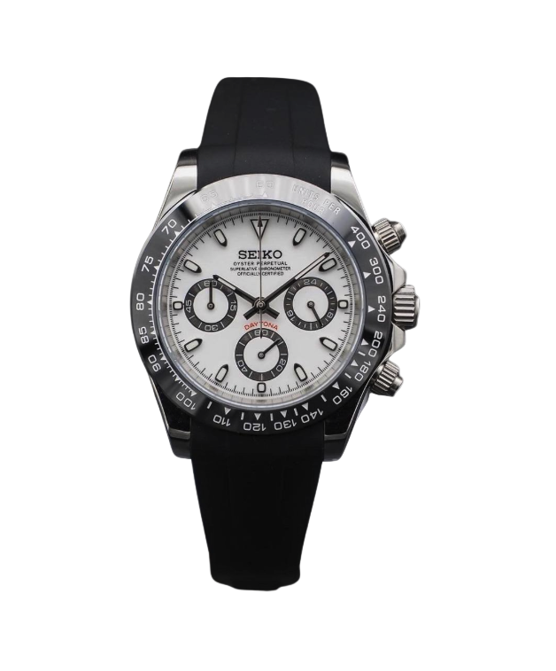 BLACK PANDA CLASSIC DIAL STEEL RUBBER BAND SEIKTONA